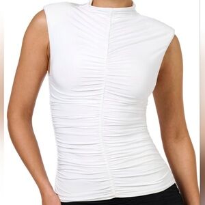 NAKED WARDROBE Ruched White Top